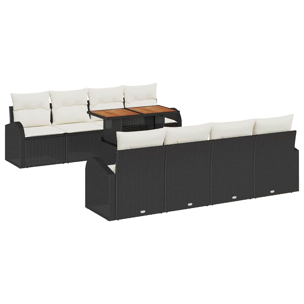 Set Divano da Giardino con cuscino 7 pcs Nero e crema | homemem39