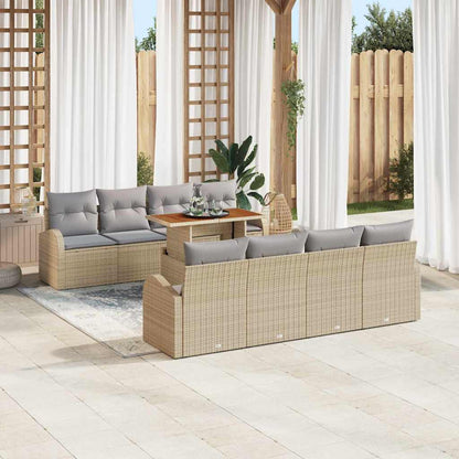 Set Divano da Giardino con cuscino 7 pcs beige e grigio chiaro | homemem39