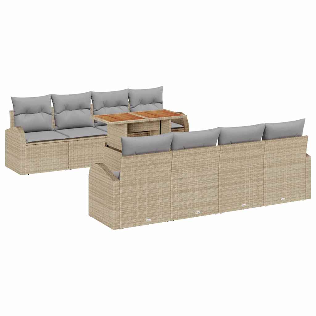 Set Divano da Giardino con cuscino 7 pcs beige e grigio chiaro | homemem39