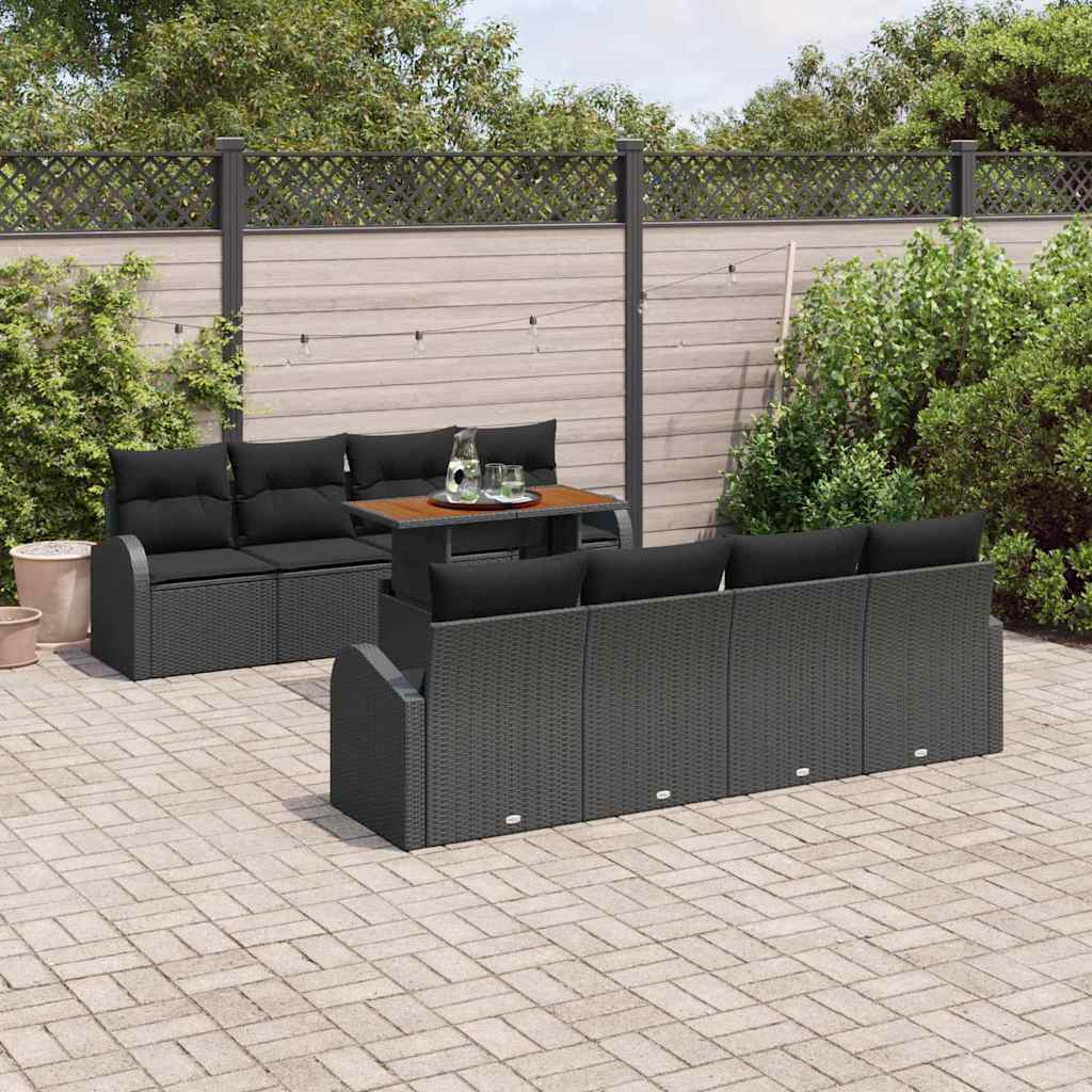 Set Divano da Giardino con cuscino 7 pcs Nero | homemem39