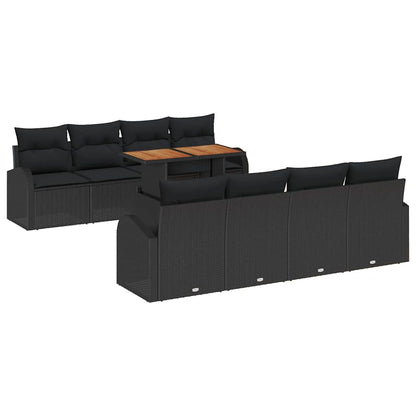 Set Divano da Giardino con cuscino 7 pcs Nero | homemem39