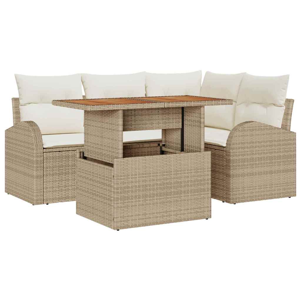 Set Divano da Giardino 5 pz beige e panna | homemem39
