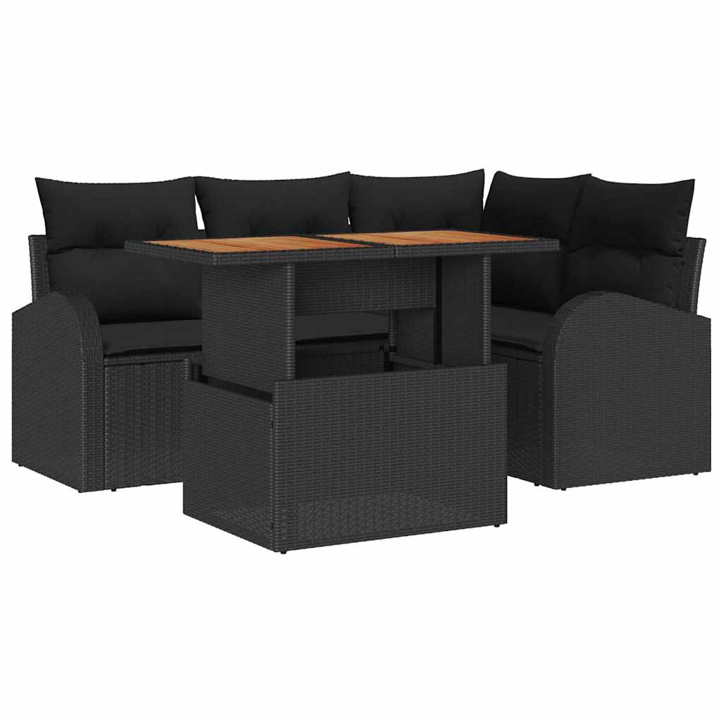 Set Divano da Giardino 5 pz Nero | homemem39
