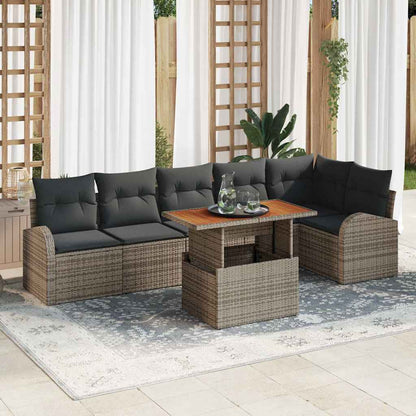 Set Divano da Giardino con cuscino 7 pcs Grigio | homemem39