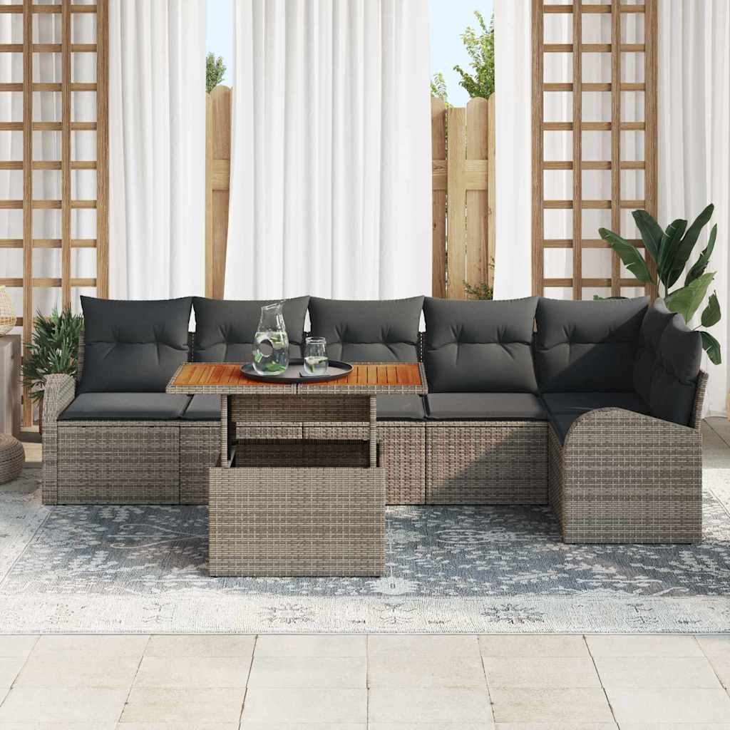 Set Divano da Giardino con cuscino 7 pcs Grigio | homemem39