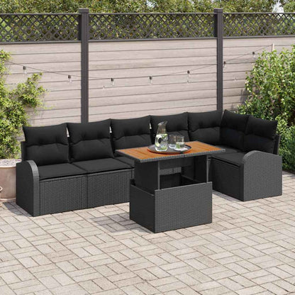 Set Divano da Giardino con cuscino 7 pcs Nero | homemem39
