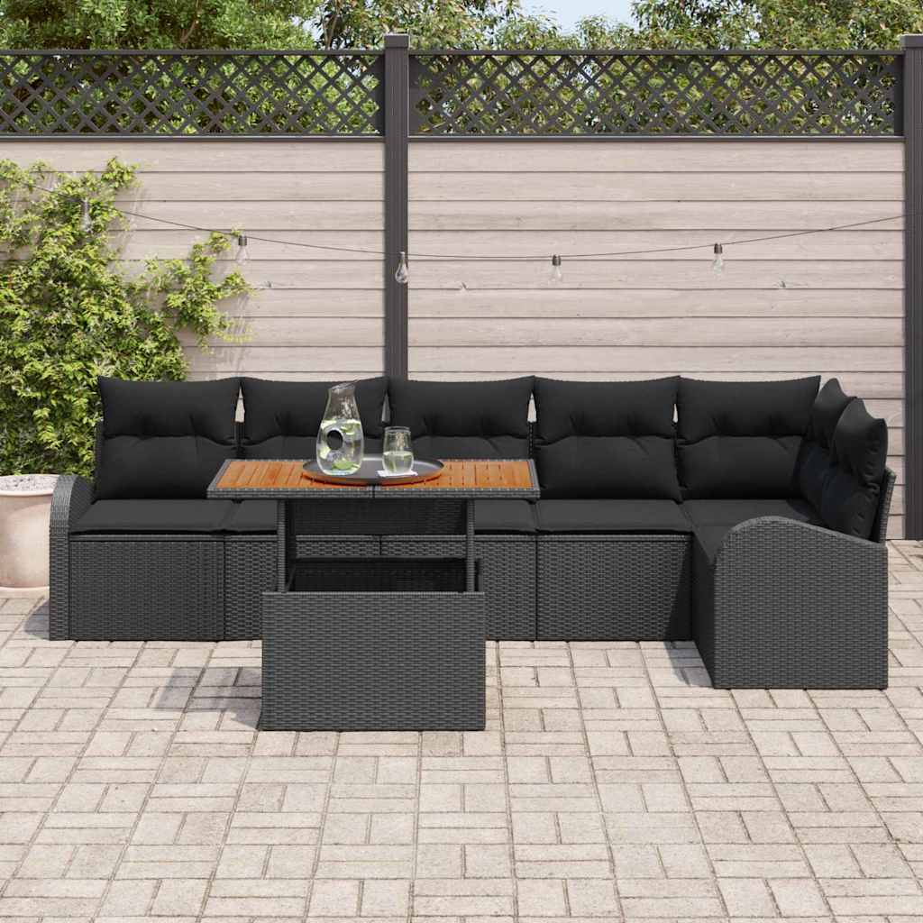Set Divano da Giardino con cuscino 7 pcs Nero | homemem39