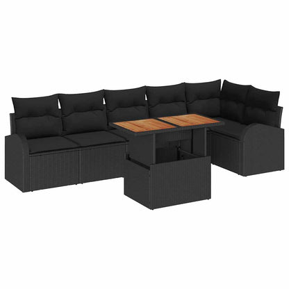 Set Divano da Giardino con cuscino 7 pcs Nero | homemem39