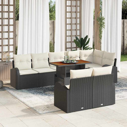Set Divano da Giardino con cuscino 9 pcs Nero e crema | homemem39