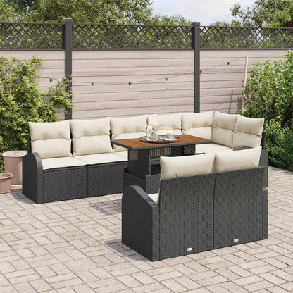 Set Divano da Giardino con cuscino 9 pcs Nero e crema | homemem39
