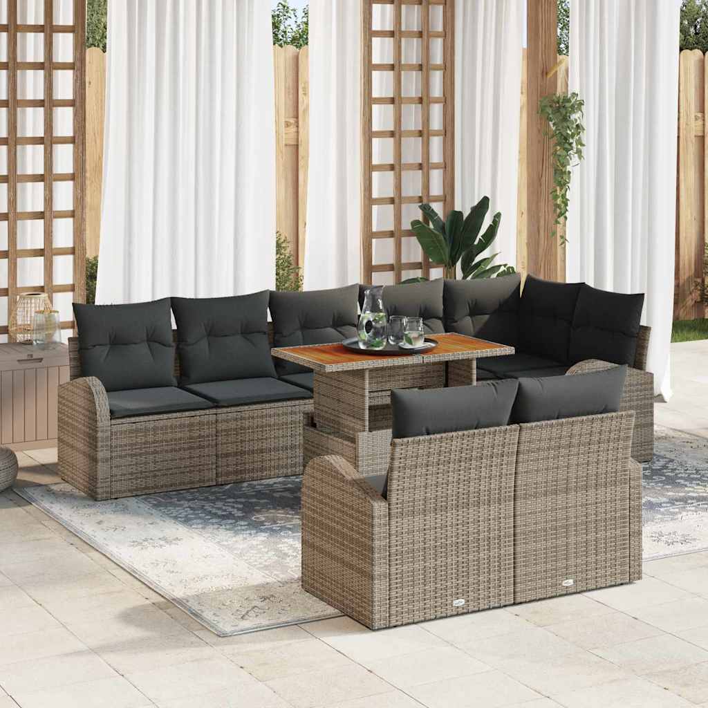 Set Divano da Giardino con cuscino 9 pcs Grigio