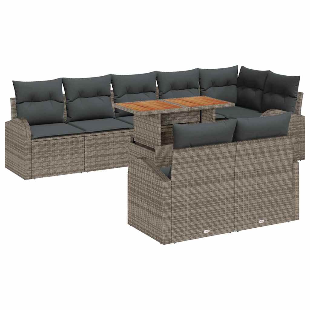 Set Divano da Giardino con cuscino 9 pcs Grigio | homemem39