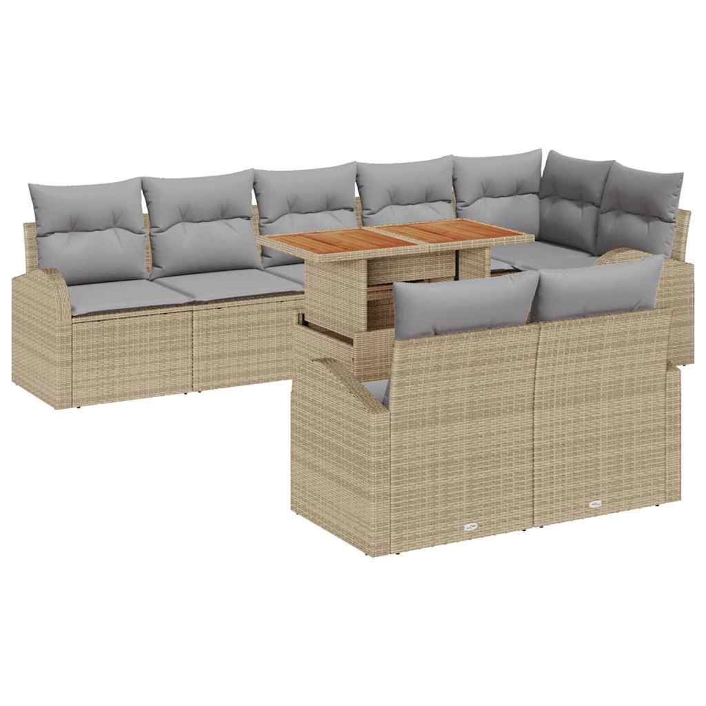 Set Divano da Giardino con cuscino 9 pcs beige e grigio chiaro | homemem39
