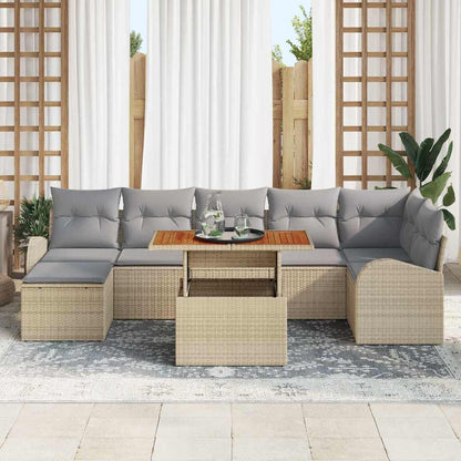 Set Divano da Giardino con cuscino 8 pcs beige e grigio chiaro | homemem39
