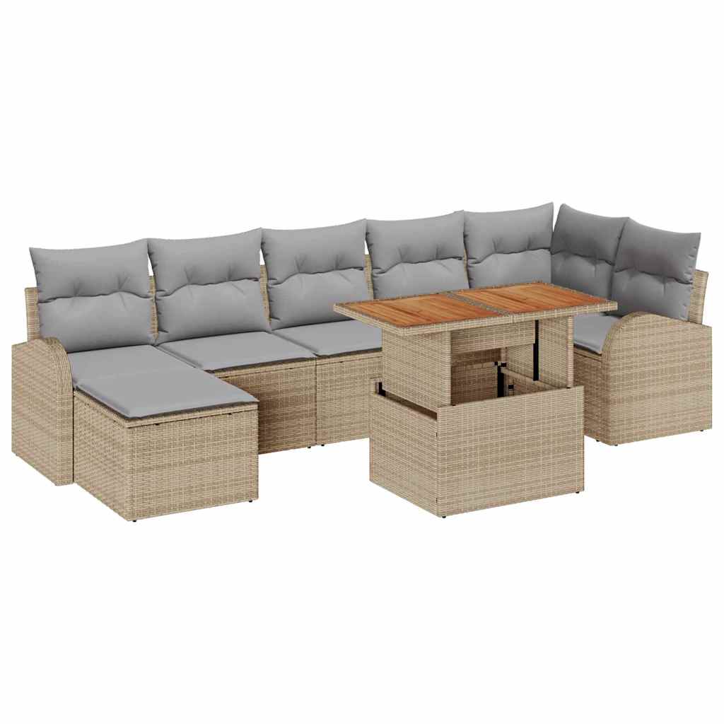 Set Divano da Giardino con cuscino 8 pcs beige e grigio chiaro | homemem39