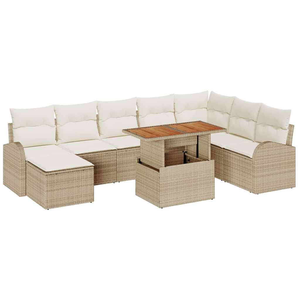 Set Divano da Giardino con cuscino 9 pcs beige e panna | homemem39