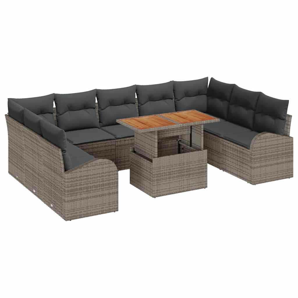 Set Divano da Giardino con cuscino 10 pcs Grigio | homemem39