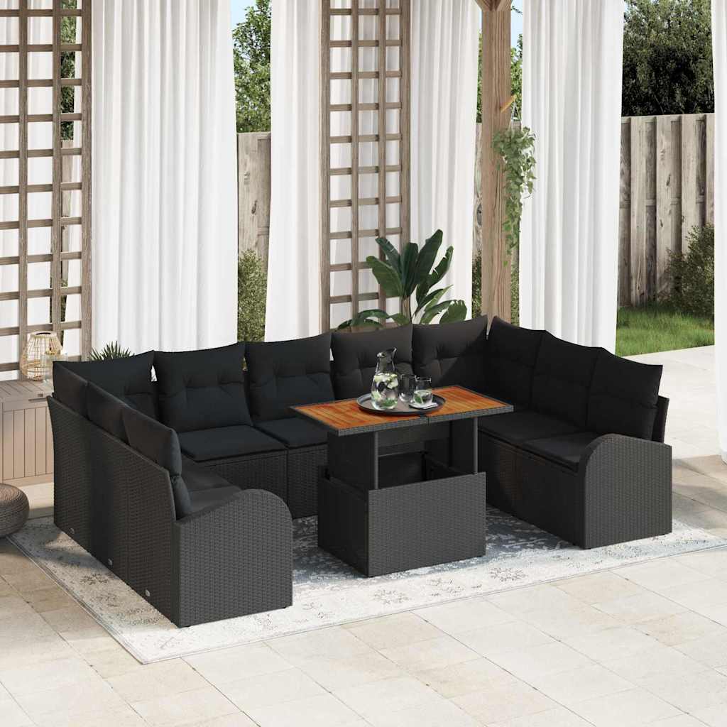 Set Divano da Giardino 10 pz Nero