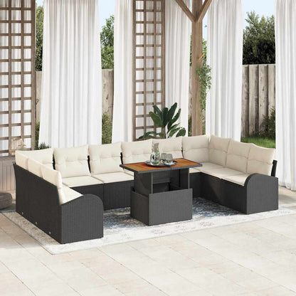 Set Divano da Giardino con cuscino 11 pcs Nero e crema | homemem39