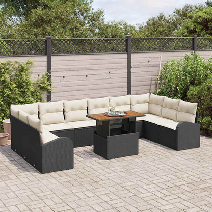 Set Divano da Giardino con cuscino 11 pcs Nero e crema | homemem39