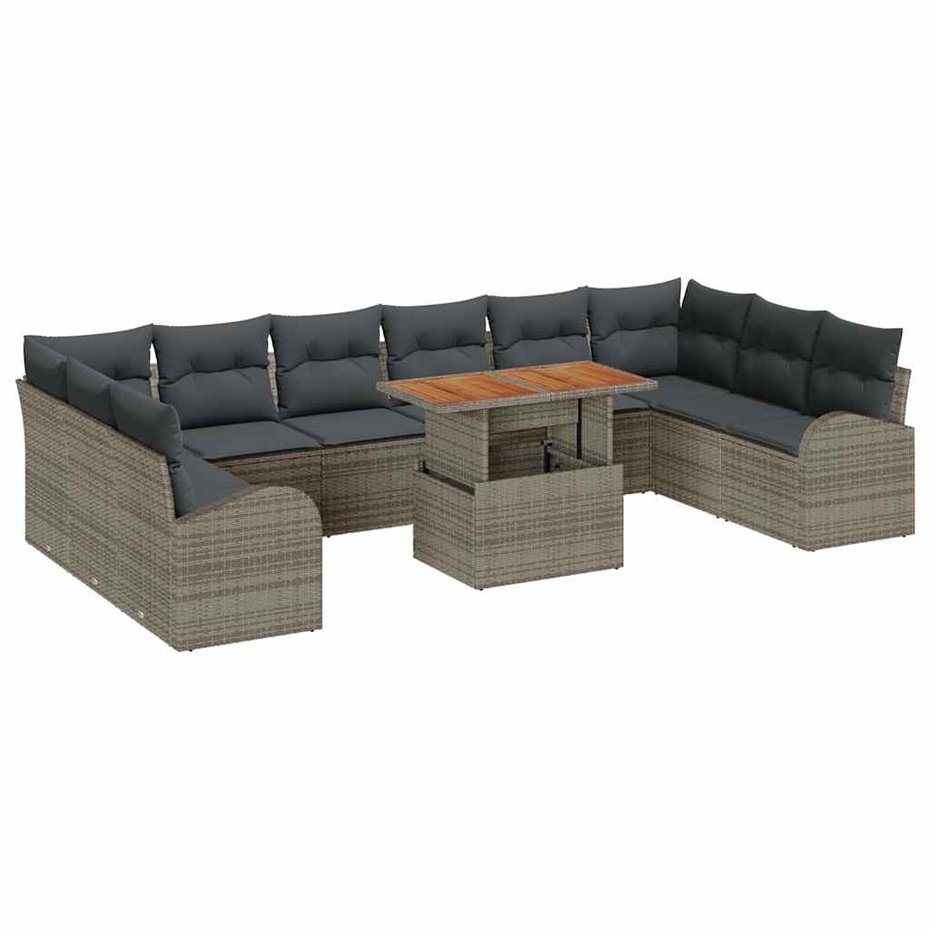 Set Divano da Giardino con cuscino 11 pcs Grigio | homemem39