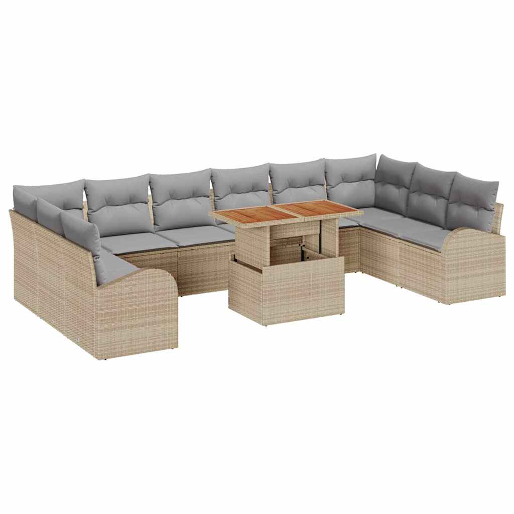 Set Divano da Giardino con cuscino 11 pcs beige e grigio chiaro | homemem39