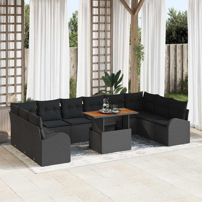 Set Divano da Giardino con cuscino 11 pcs Nero | homemem39