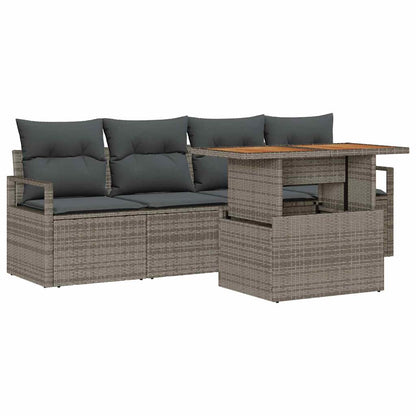 Set Divano da Giardino con cuscino 5 pcs Grigio | homemem39