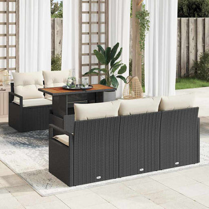Set Divano da Giardino con cuscino 6 pcs Nero e crema | homemem39