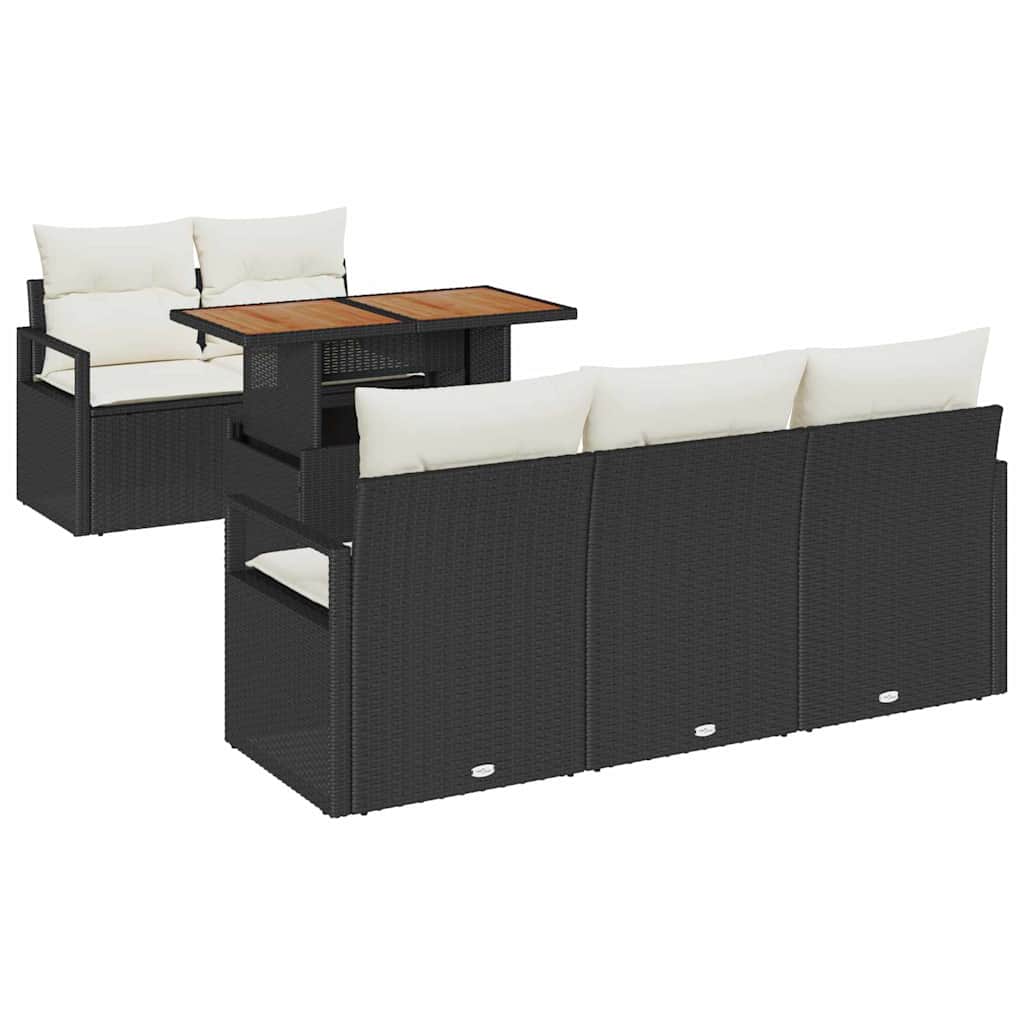 Set Divano da Giardino con cuscino 6 pcs Nero e crema | homemem39