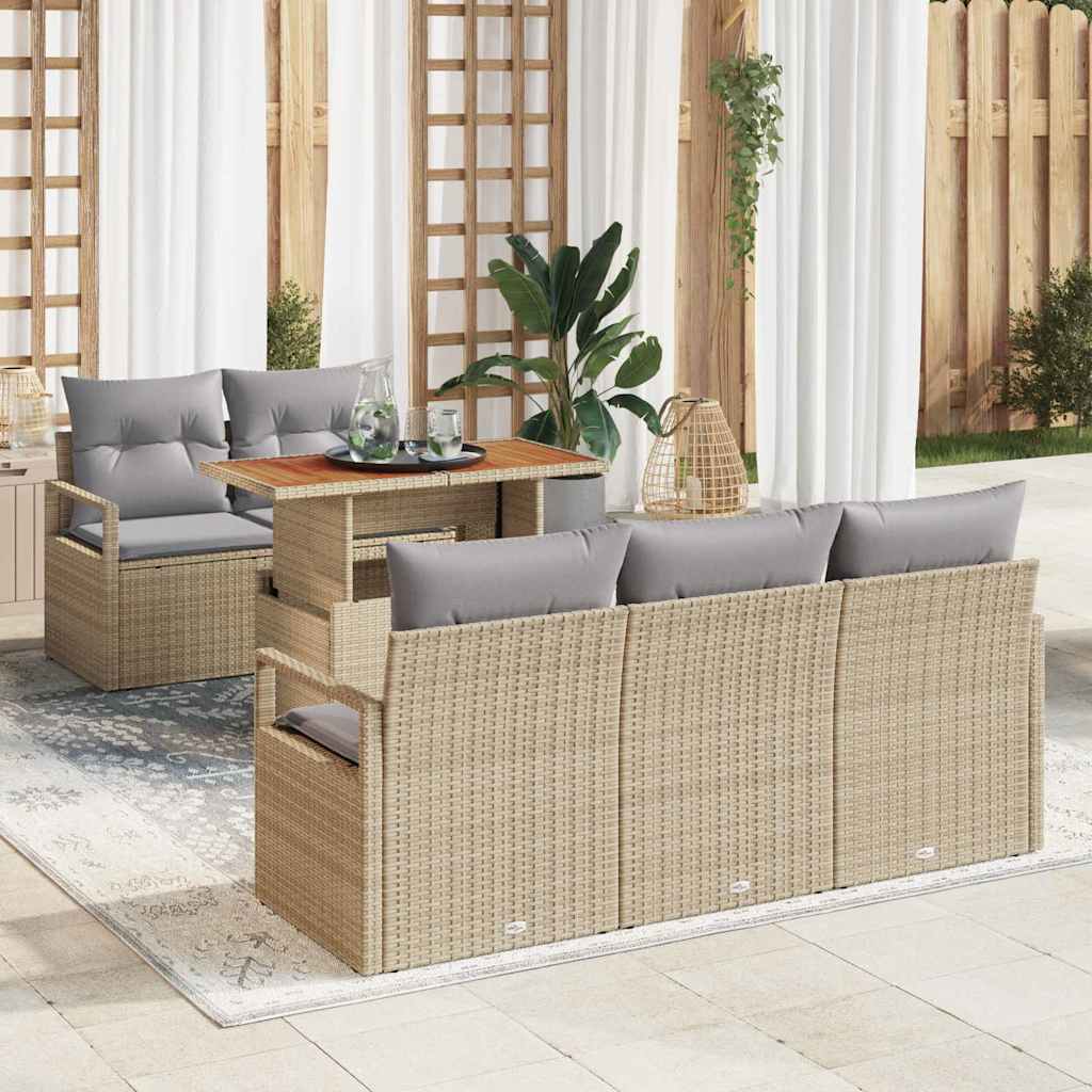 Set Divano da Giardino con cuscino 6 pcs beige e grigio chiaro | homemem39