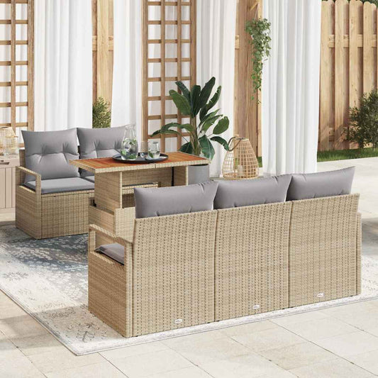 Set Divano da Giardino con cuscino 6 pcs beige e grigio chiaro