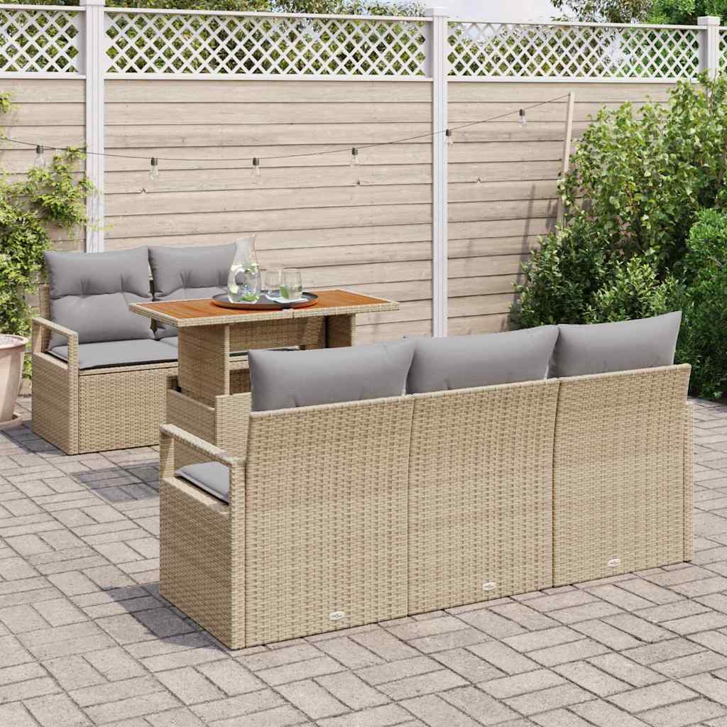 Set Divano da Giardino con cuscino 6 pcs beige e grigio chiaro | homemem39