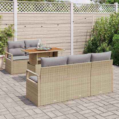 Set Divano da Giardino con cuscino 6 pcs beige e grigio chiaro | homemem39
