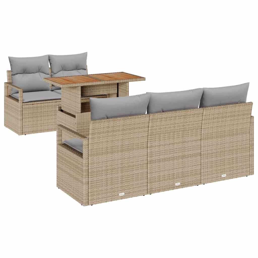 Set Divano da Giardino con cuscino 6 pcs beige e grigio chiaro | homemem39
