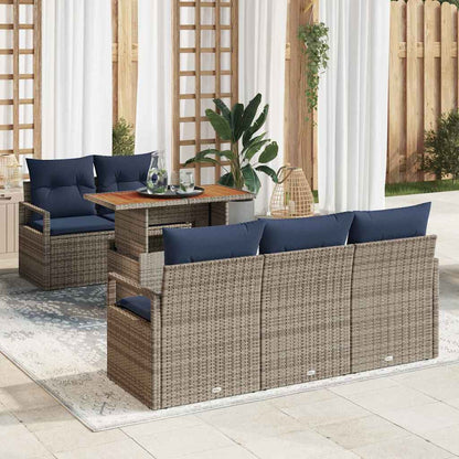 Set Divano da Giardino con cuscino 6 pcs grigio e blu navy | homemem39
