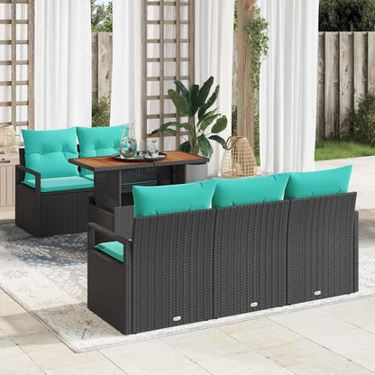 Set Divano da Giardino con cuscino 6 pcs Nero e blu | homemem39