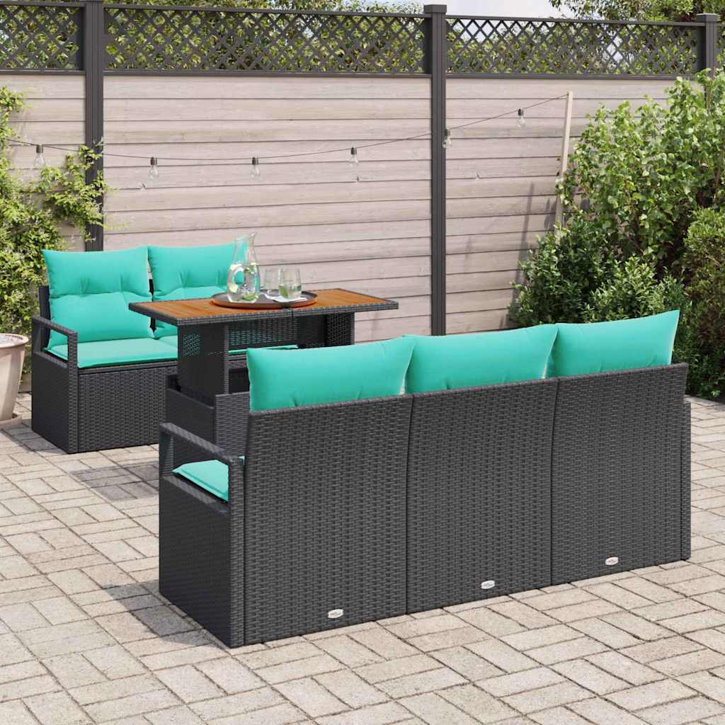 Set Divano da Giardino con cuscino 6 pcs Nero e blu | homemem39