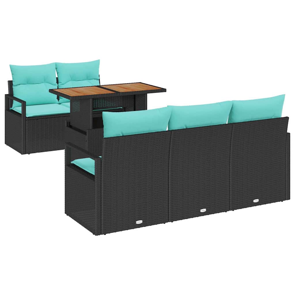 Set Divano da Giardino con cuscino 6 pcs Nero e blu | homemem39