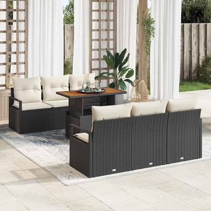 Set Divano da Giardino con cuscino 7 pcs Nero e crema | homemem39