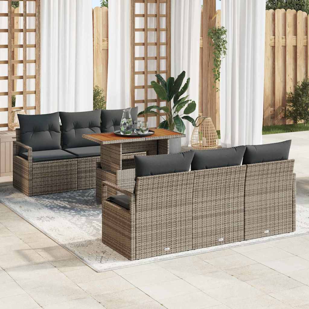 Set Divano da Giardino con cuscino 7 pcs Grigio | homemem39
