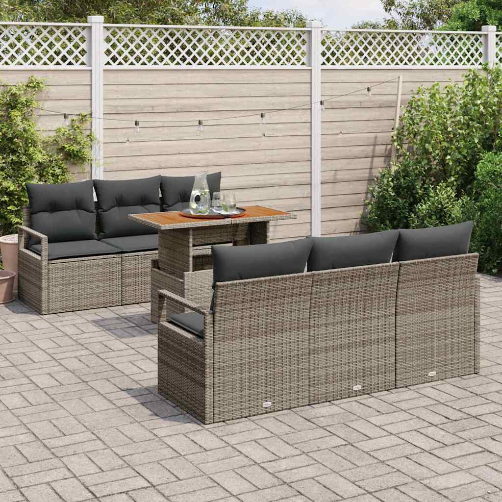 Set Divano da Giardino con cuscino 7 pcs Grigio | homemem39