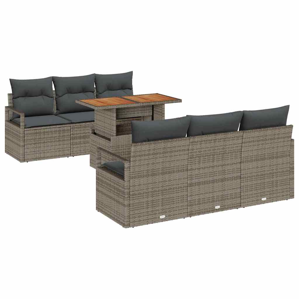 Set Divano da Giardino con cuscino 7 pcs Grigio | homemem39