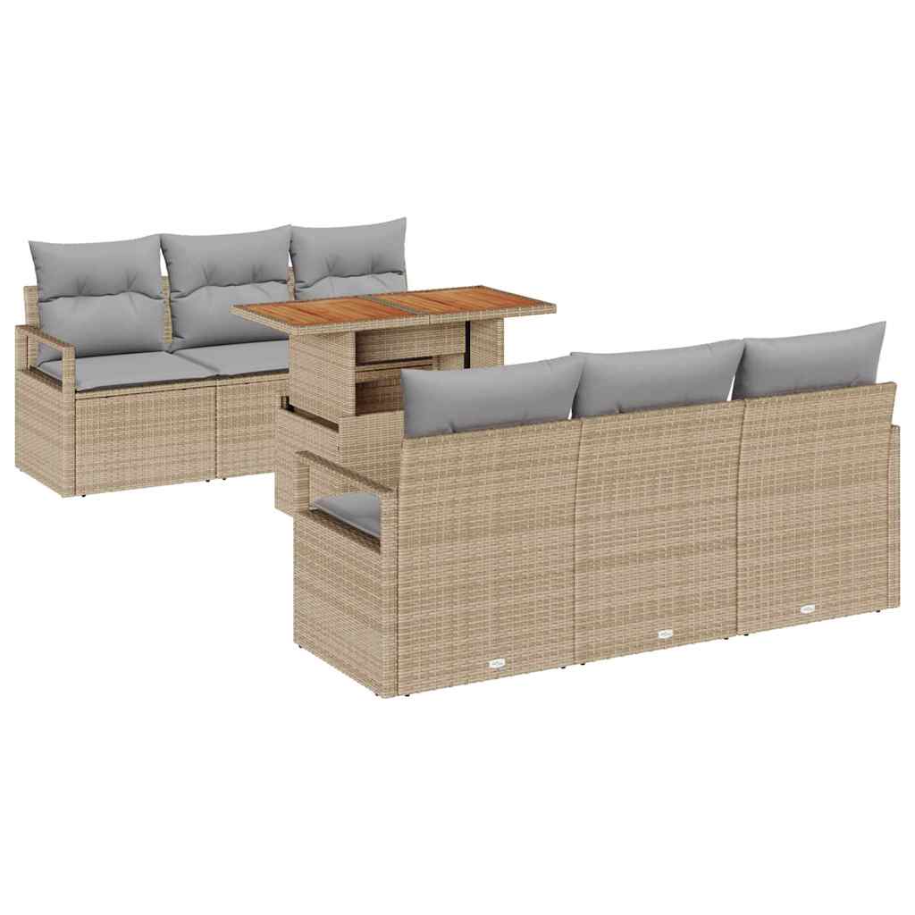 Set Divano da Giardino con cuscino 7 pcs beige e grigio chiaro | homemem39