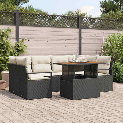 Set Divano da Giardino con cuscino 7 pcs Nero e crema | homemem39