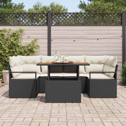 Set Divano da Giardino con cuscino 7 pcs Nero e crema | homemem39