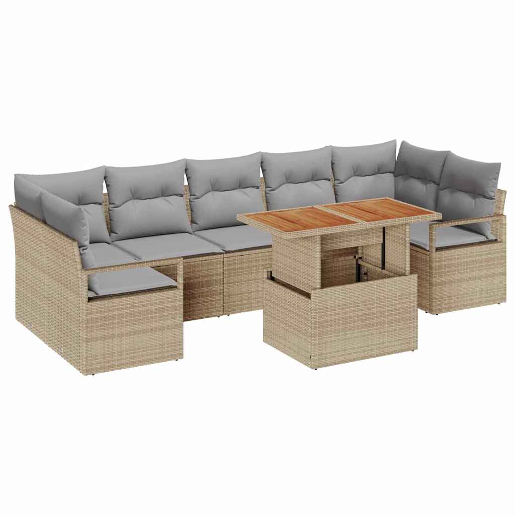 Set Divano da Giardino 8 pz 7-Numero di posti Beige e grigio | homemem39