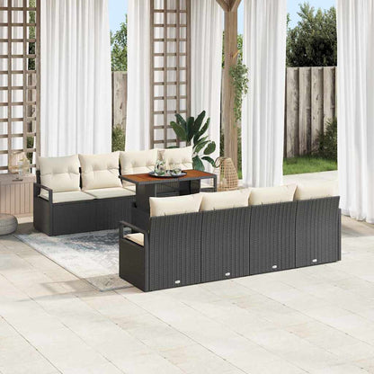 Set Divano da Giardino con cuscino 9 pcs Nero e Crema | homemem39