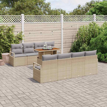 Set Divano da Giardino con cuscino 9 pcs Beige e grigio | homemem39