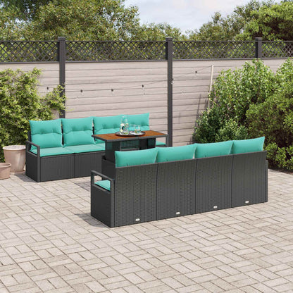 Set Divano da Giardino 9 pz 8-Numero di posti Nero e Teal